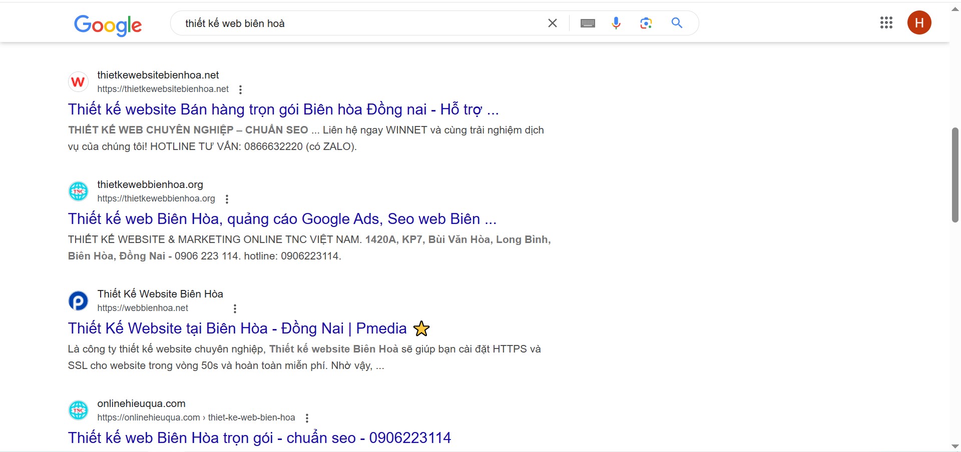 thiết kế web biên hoà
